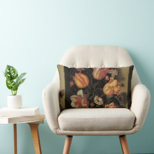 Bloemen in Vaas, Vintage Barokke Bloemstuk Kussen