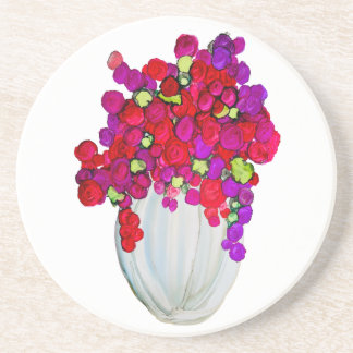 Bloemen in Vaas Zandsteen Onderzetter