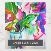 Bloemen in vase waterverf florale kunstwijn etiket (Enkel label)