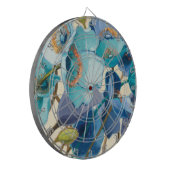 Bloemen in verschillende schaduwen van Paars en bl Dartbord (Voorkant Links)