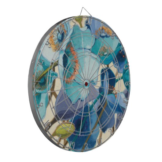 Bloemen in verschillende schaduwen van Paars en bl Dartbord (Voorkant Links)