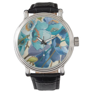 Bloemen in verschillende schaduwen van Paars en bl Horloge