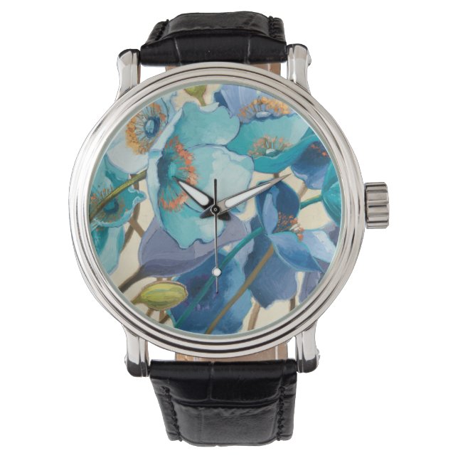 Bloemen in verschillende schaduwen van Paars en bl Horloge (Voorkant)