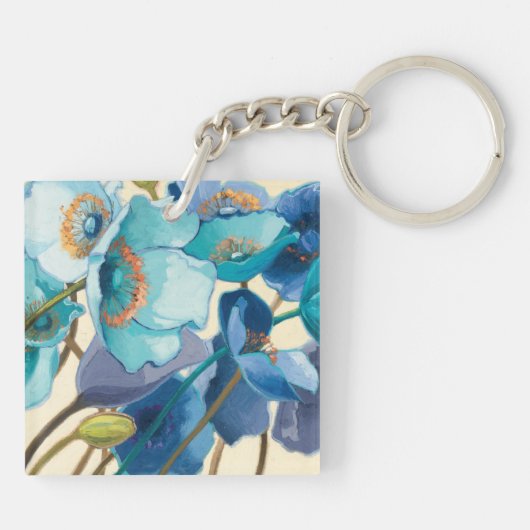 Bloemen in verschillende schaduwen van Paars en bl Sleutelhanger (Achterkant)