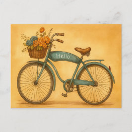 Bloemen in vintage fietsmand cadeau voor elke gele feestdagenkaart