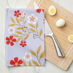 Bloemen in vintage stijl mooie rode bloemen op een theedoek