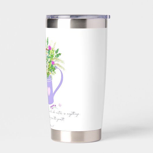 Bloemen in water kunnen God de groei geven Geïsoleerde Drinkbeker (Links)