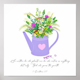 Bloemen in water kunnen God de groei geven Poster