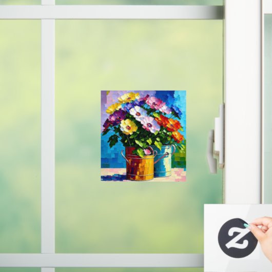 Bloemen in waterkant raamsticker (Huis)