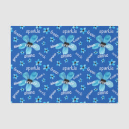 Bloemen in waterverf met affirmaties in het blauw tissuepapier