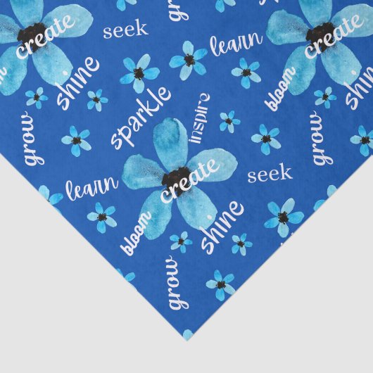 Bloemen in waterverf met affirmaties tissuepapier (Detail)