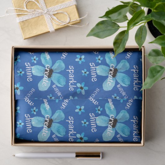 Bloemen in waterverf met affirmaties tissuepapier (Geschenk)