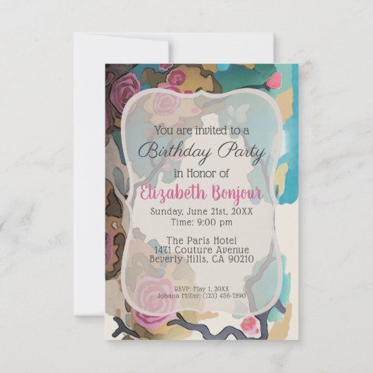 Bloemen in waterverf PAPER & MATEN OPTIES- RSVP & Kaart (Achterkant)