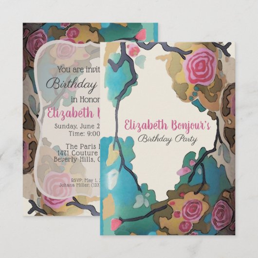 Bloemen in waterverf PAPER & MATEN OPTIES- RSVP & Kaart (Voorkant / Achterkant)