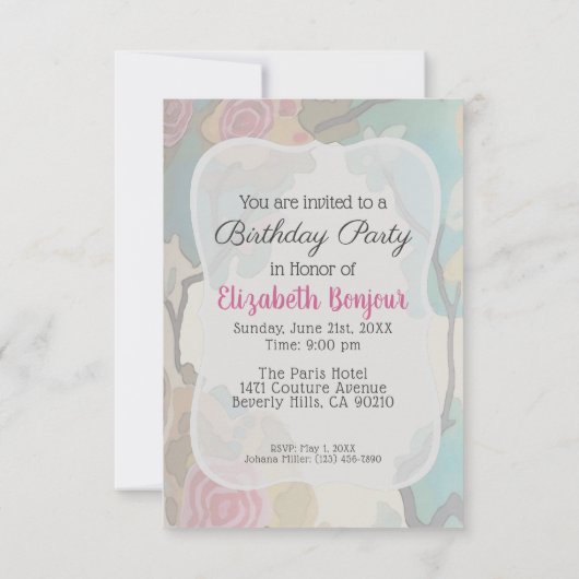 Bloemen in Waterverf PAPIER- EN SIZE-OPTIES - RSVP Kaart (Achterkant)