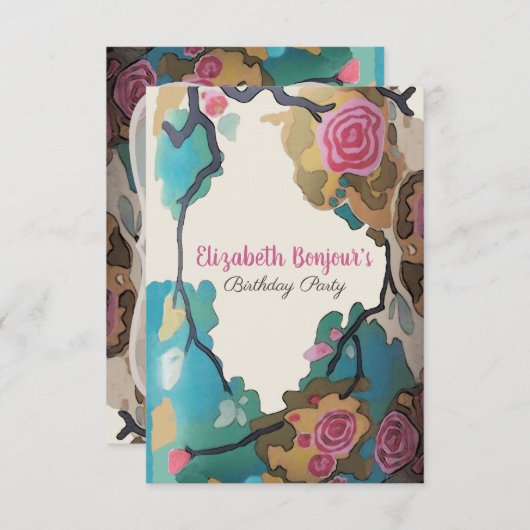 Bloemen in waterverf PAPIER- & FORMATOPTIES - RSVP Kaart (Voorkant / Achterkant)