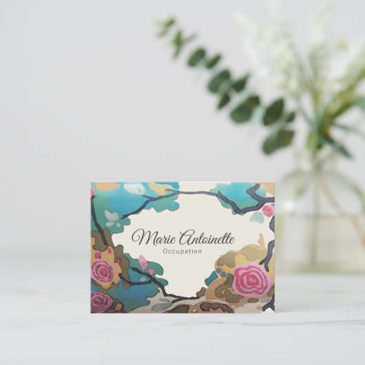 Bloemen in Waterverven PAPIER- EN GROOTTEOPTIES -  Visitekaartje (Staand voorkant)