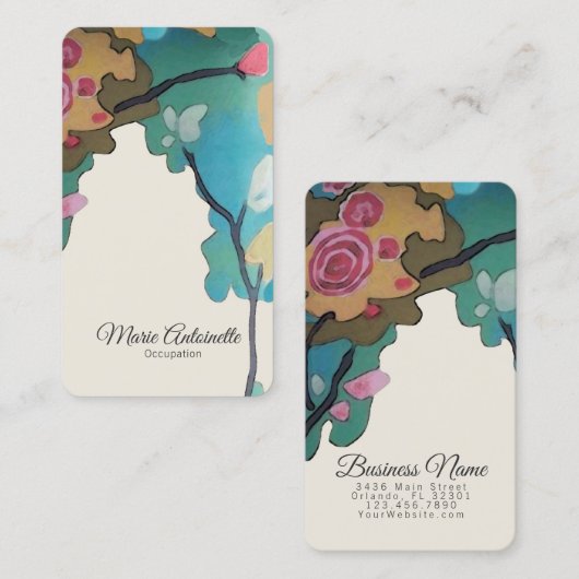 Bloemen in Waterverven PAPIER- EN SIZE-OPTIES - Visitekaartje (Voorkant / Achterkant)
