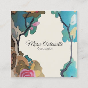 Bloemen in Waterverven PAPIER/SIZE/STIJLE OPTIES - Vierkante Visitekaartje