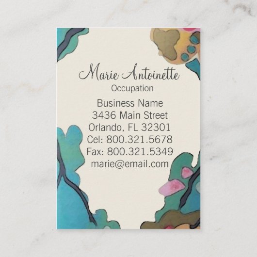 Bloemen in Waterverven PAPIER/SIZE/STIJLE OPTIES - Visitekaartje (Achterkant)