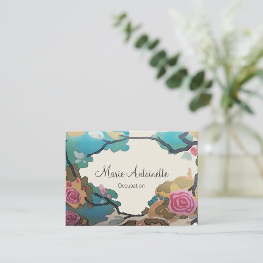 Bloemen in Waterverven PAPIER/SIZE/STIJLE OPTIES - Visitekaartje (Staand voorkant)