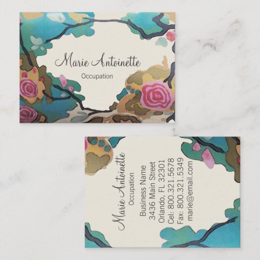 Bloemen in Waterverven PAPIER/SIZE/STIJLE OPTIES - Visitekaartje (Voorkant / Achterkant)