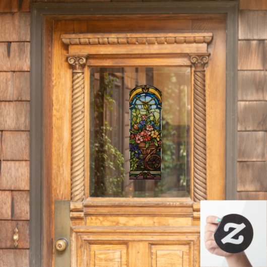 Bloemen in Wiebelwagen Privacy Venster Cling Raamsticker (Huis Deur)