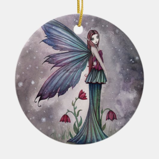 Bloemen in Winter Fairy Fantasy Art Keramisch Ornament (Voorkant)