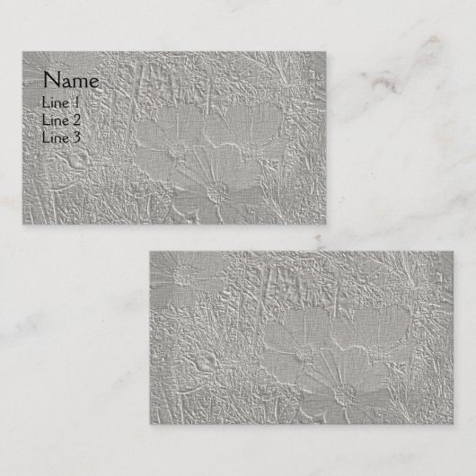 bloemen in zilvergrijze vlies visitekaartje (Voorkant / Achterkant)