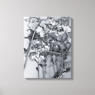 Bloemen in zwart en wit canvas afdruk