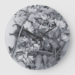 Bloemen in zwart en wit grote klok