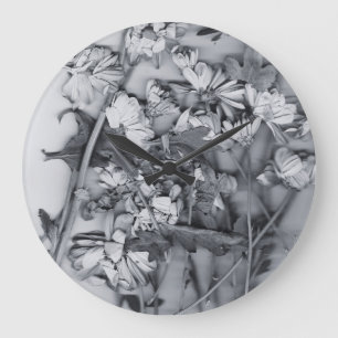 Bloemen in zwart en wit grote klok