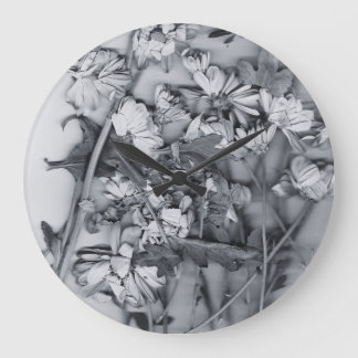 Bloemen in zwart en wit grote klok