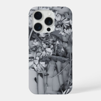 Bloemen in zwart en wit iPhone 15 pro case