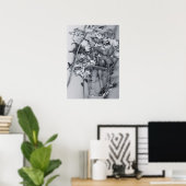 Bloemen in zwart en wit poster (Thuiskantoor)