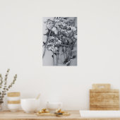 Bloemen in zwart en wit poster (Keuken)