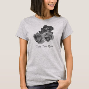 bloemen in zwart-wit afbeelding van rozen t-shirt