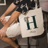 Bloemen initiaal Letter Monogram H Tote Bag