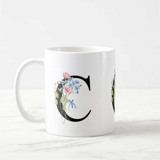 Bloemen Initiaal Monogram C Mok (Links)