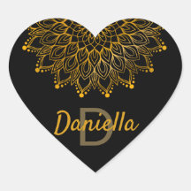 Bloemen initiaal monogram goud gepersonaliseerde m