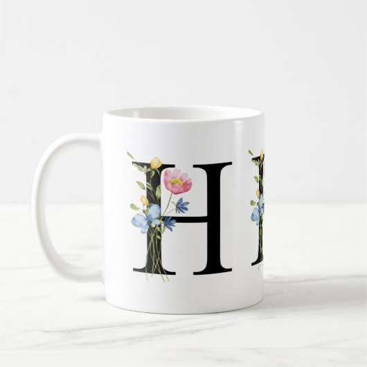Bloemen Initiaal Monogram H Mok (Links)