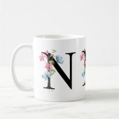Bloemen Initiaal Monogram N Mok (Links)