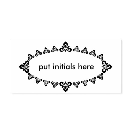 Bloemen initiaal ovale silhouet kunst stempel (Afrduk)