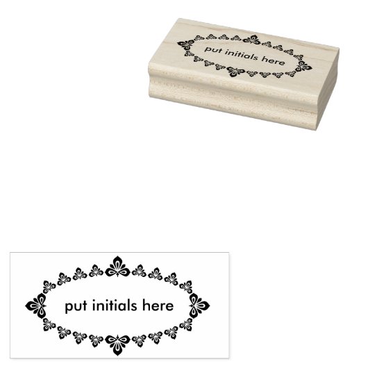 Bloemen initiaal ovale silhouet kunst stempel (Gestempeld)