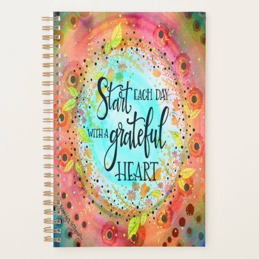  Bloemen Inspirerend Grateful Heart Quote Planner (Voorkant)