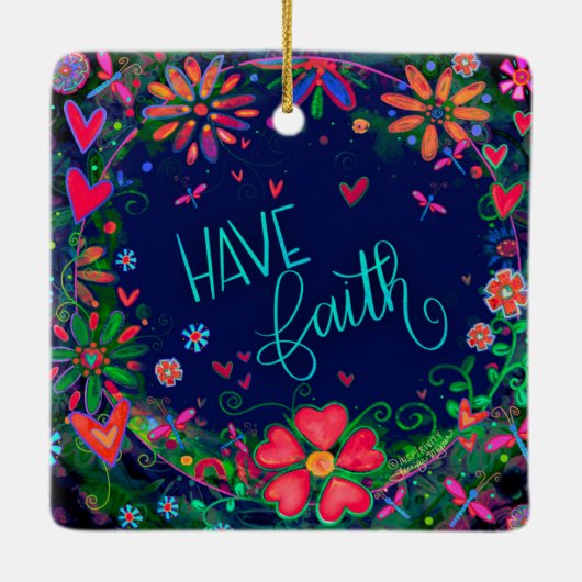 Bloemen inspirerend hebben geloof citaat inspirati keramisch ornament (Achterkant)