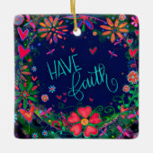 Bloemen inspirerend hebben geloof citaat inspirati keramisch ornament (Voorkant)