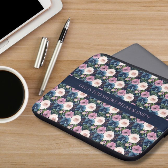 Bloemen Inspirerend Quote Laptop Sleeve (Creator heeft geüpload)