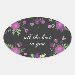 Bloemen Inspirerend Well Wishes Ovale Sticker