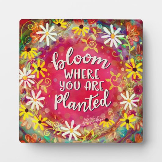 Bloemen Inspirerende Bloom Quote Inspirivity Fotoplaat (Voorkant)